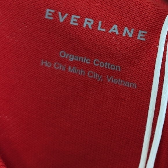 Everlane Shirt Women Small Red Oversized Polo Short Sleeve Organic Cotton Boxy - Picture 4 of 12
